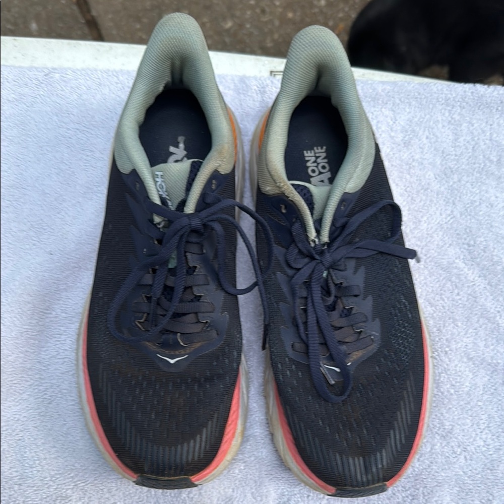 Hoka One One Black and Gray Athletic Shoes with Breathable Mesh